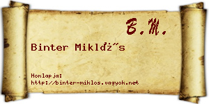 Binter Miklós névjegykártya