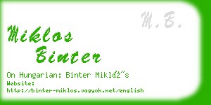 miklos binter business card